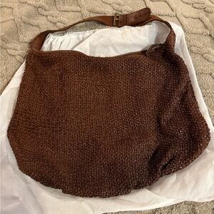 latico Brown Woven Shoulder Bag